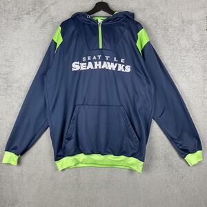 Seattle Seahawks Hoodie Mens XLT Tall Navy NFL Football Quarter Zip Pullover